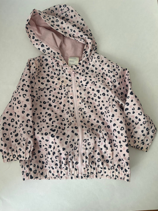 #200 Girls 24 months First Impressions lightweight pink cheetah print fall jacket