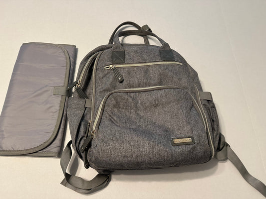 #160 Gray diaper bag with travel diaper changing mat