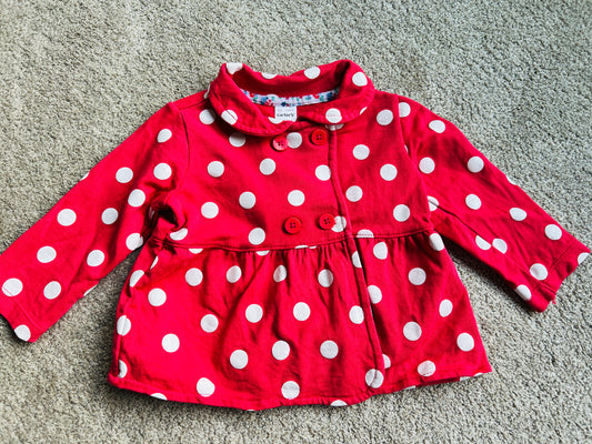 #68 Girls 12 mo polka dot jacket, VGUC