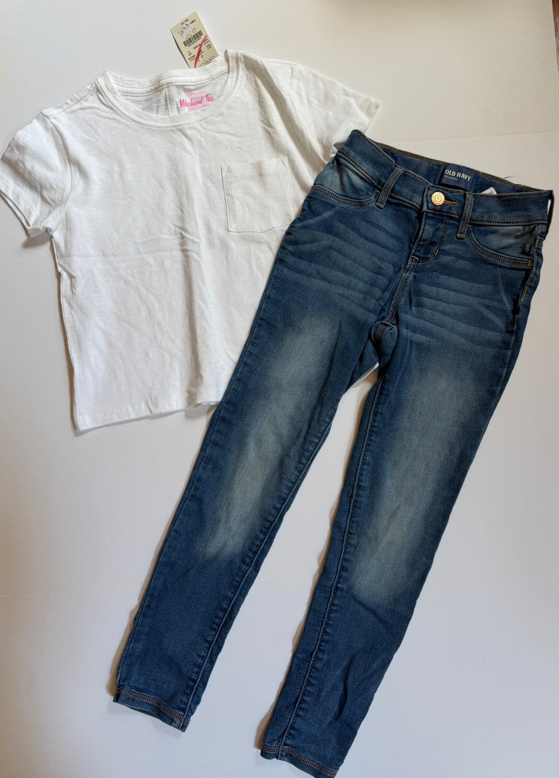 #41 |  6/7(S) NWT Crewcuts Pocket Tee and (7) Old Navy Ballerina Jeggings with adjustable waist👏, girls