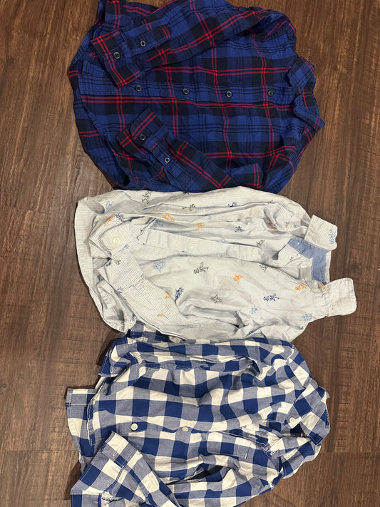 #81b Boys size 4/4t l/s button up tops (3)- great condition