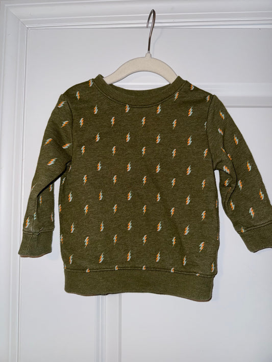 Seller 106: *Reduced* 18m Cat & Jack Green Lightening Bolt Sweatshirt