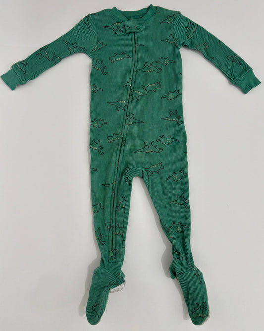 #132 - Carter's: Baby Boy Dinosaur Print Thermal Footed Pajamas, 12M