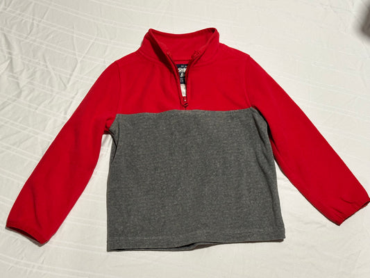 #95A REDUCED OshKosh Boys 3T Red and Gray Quarter Zip Fleece EUC