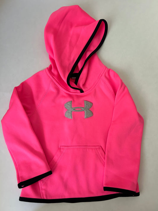 45242 Girls 3T Under Armour pink sparkle logo hooded sweatshirt