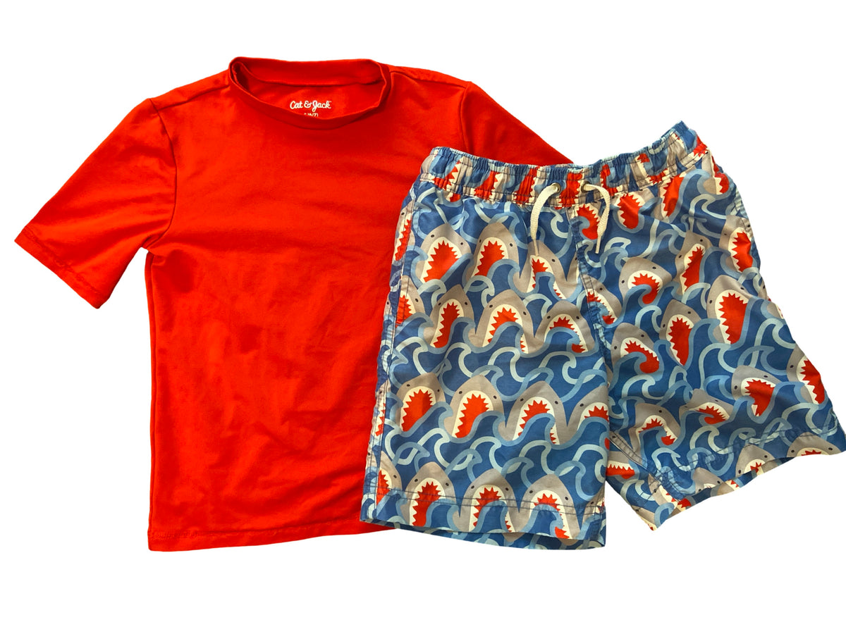 #33 Cat & Jack Hanna Andersson Swim Set Boys 6-7
