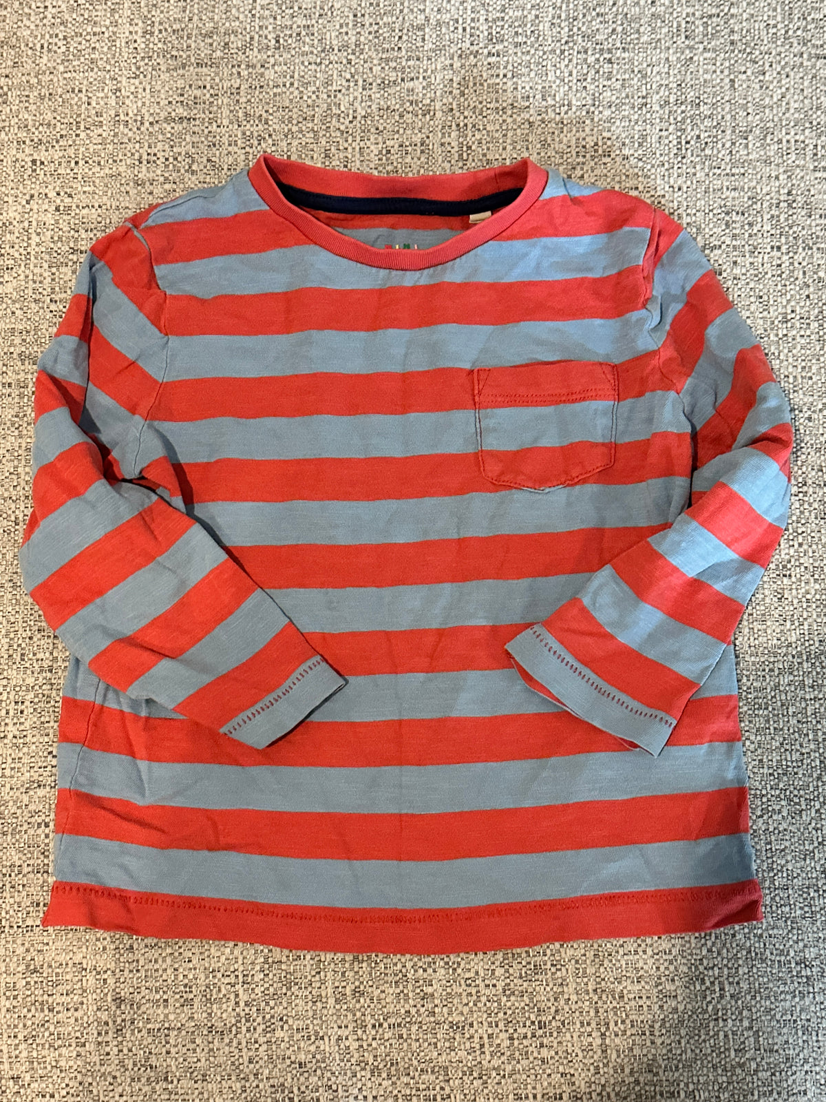 #48 Mini Boden Red & Blue Striped LS Shirt 2-3
