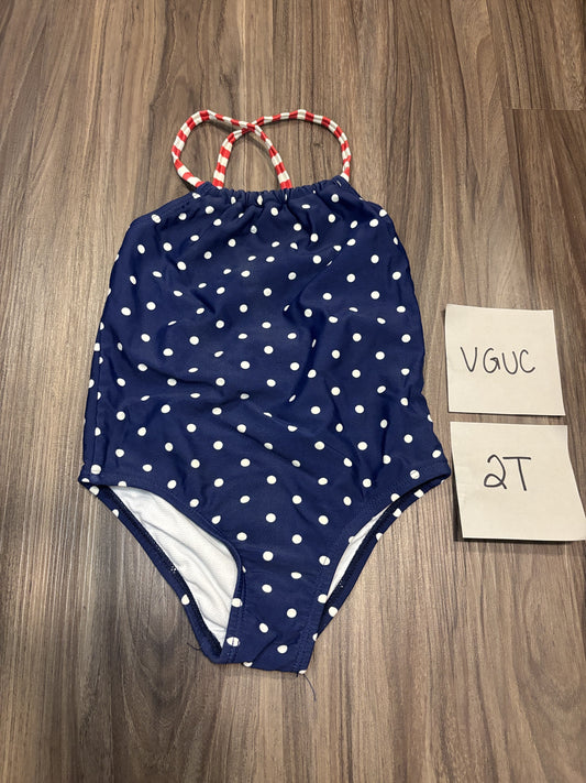 #77 - 2T - VGUC Navy Dot Swimsuit