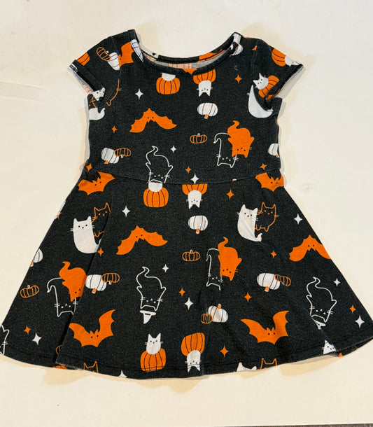 #170 cat and jack Halloween dress, black with orange and white Halloween patters. Girls 2t