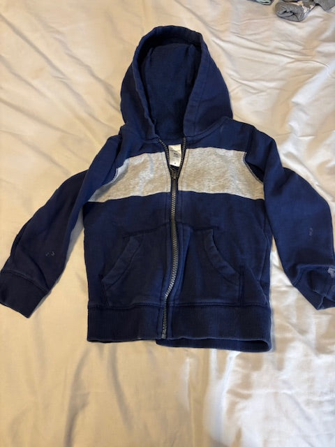 #210 Carter's Boys Zip Up Jacket Navy and Grey Size 4T