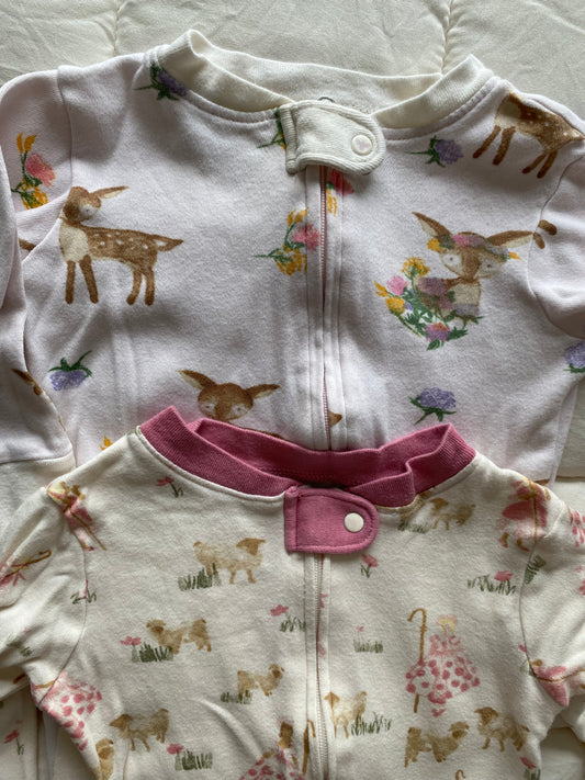 Seller 64 set of 2 Burt's Bees girls 3-6 mo sleepers