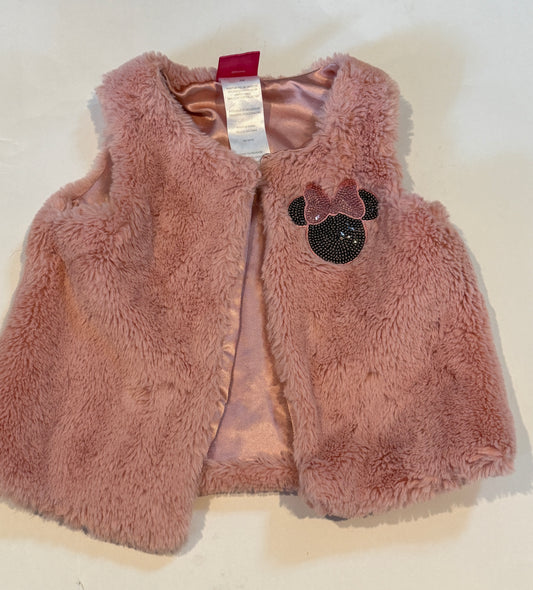 #170 Disney pink faux fur vest with Minnie girls 24 months