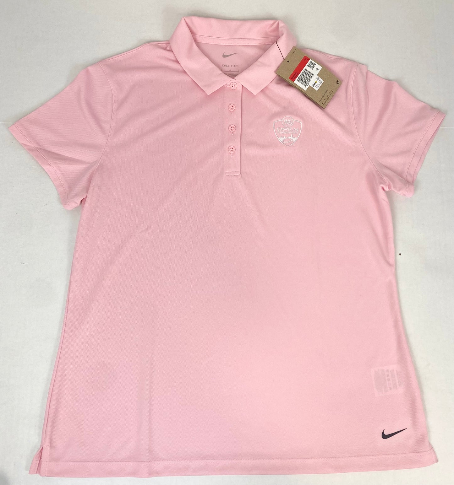 Women Large NWT Nike Western & Southern 2023 ATP Sport Polo-Light Pink