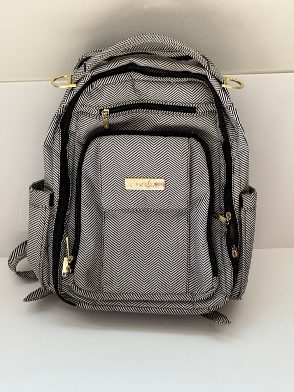 #82 JuJuBe Classic Diaper Bag, Black & White Chevron Pattern