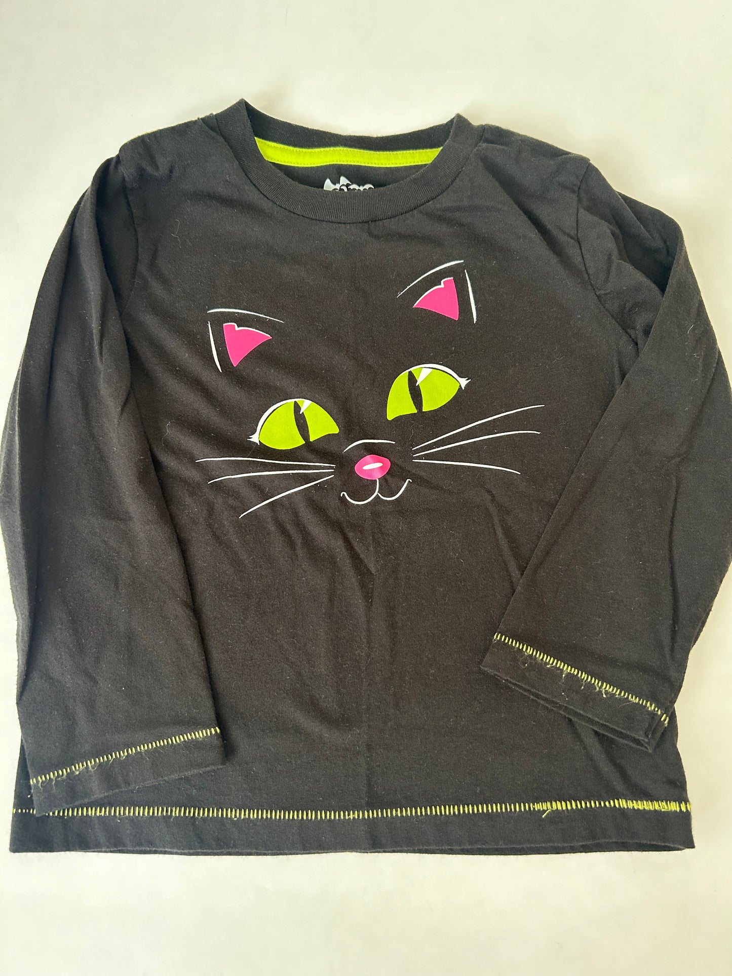 45242 Girls 3T off brand Halloween black cat long sleeve cotton shirt