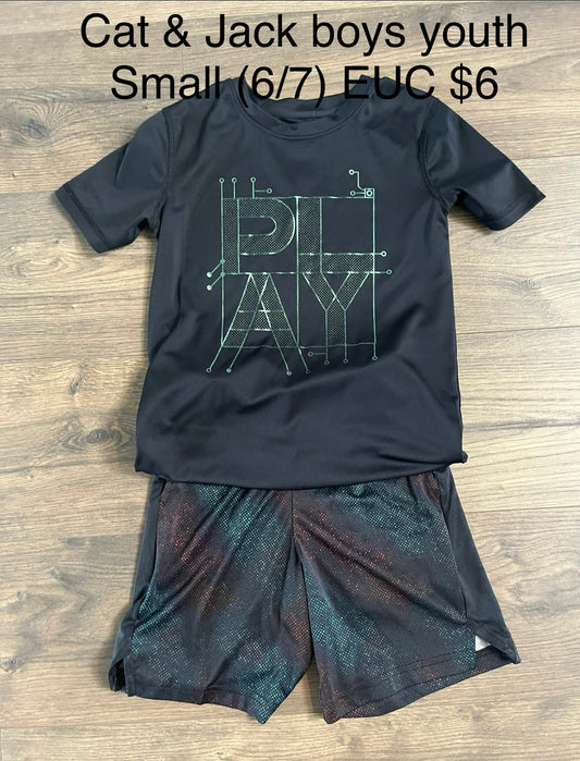 137 cat & jack Boys youth small (6/7) shorts and shirt dri-fit material LN