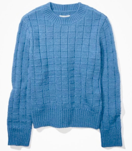 #132 - REDUCED - American Eagle: Women's Blue, Waffle-Knit Sweater, Size S - NWT