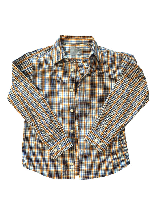 #33 Cat & Jack Orange Blue Plaid Shirt Boys 6/7