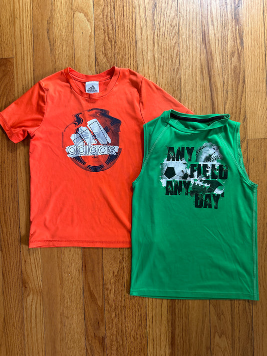 #94 Set of 2 Drifit Soccer Shirts (Champion & Adidas) - Boys 6 - VGUC