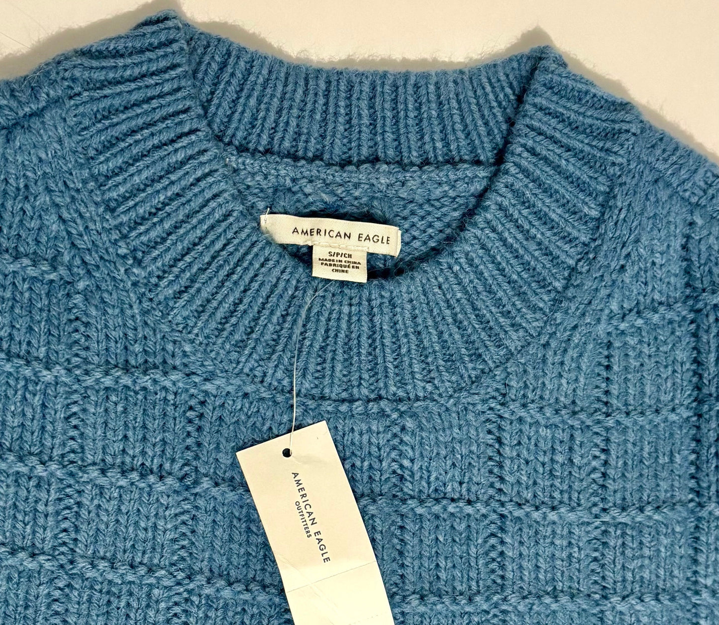 #132 - REDUCED - American Eagle: Women's Blue, Waffle-Knit Sweater, Size S - NWT
