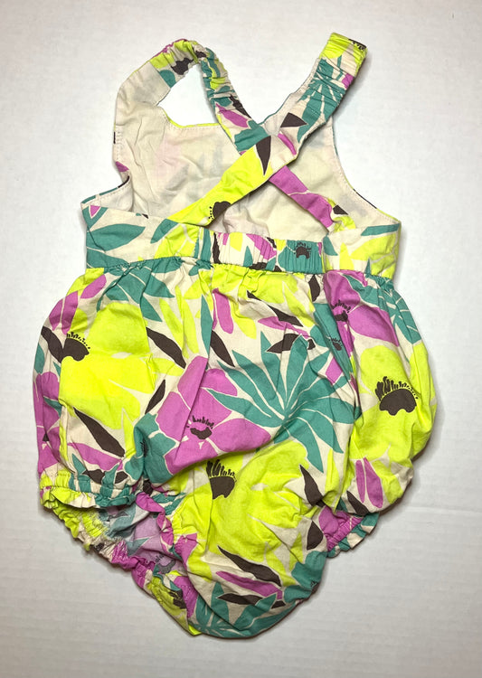 Girls 12-18MO GAP Baby Green & Pink Floral Romper Outfit Set with Headband