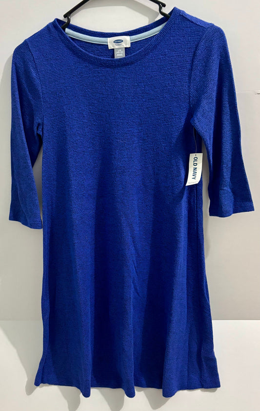 #132 - REDUCED - Old Navy: Girl's Blue Waffle-Knit Dress with 3/4 Sleeve, Size L (10-12) - NWT
