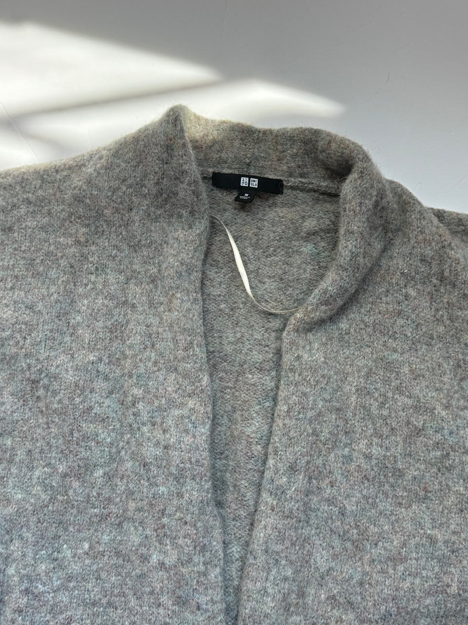 #82 Uniqlo Gray with Color Interwoven Ribbed Long Cardigan (Wool) Women Size M