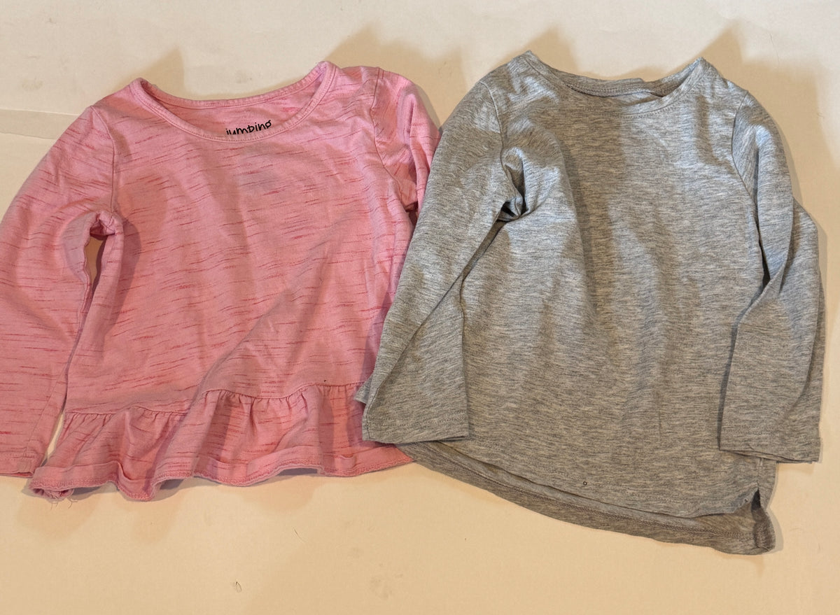 #170 jumping beans shirts bundle (2)-  heather grey and heather pink girls 18 months