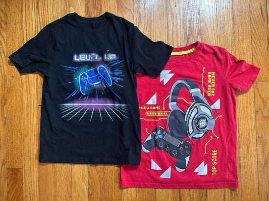 #94 Set of 2 Gamer Shirts - boys 8 - EUC