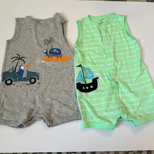 12M Carters Cotton Rompers