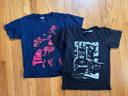 #94 REDUCED Marvel Spiderman & Lego Batman Shirts - youth M - EUC