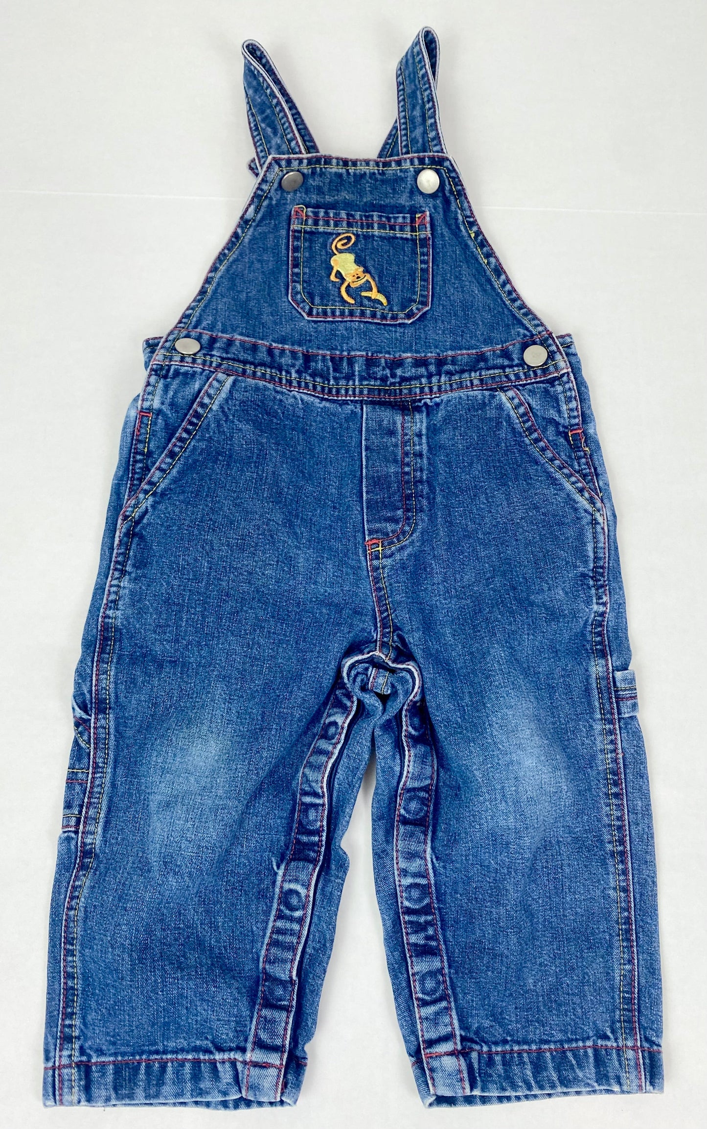 12-18 months Sz 80 Hanna Andersson denim overalls with monkey