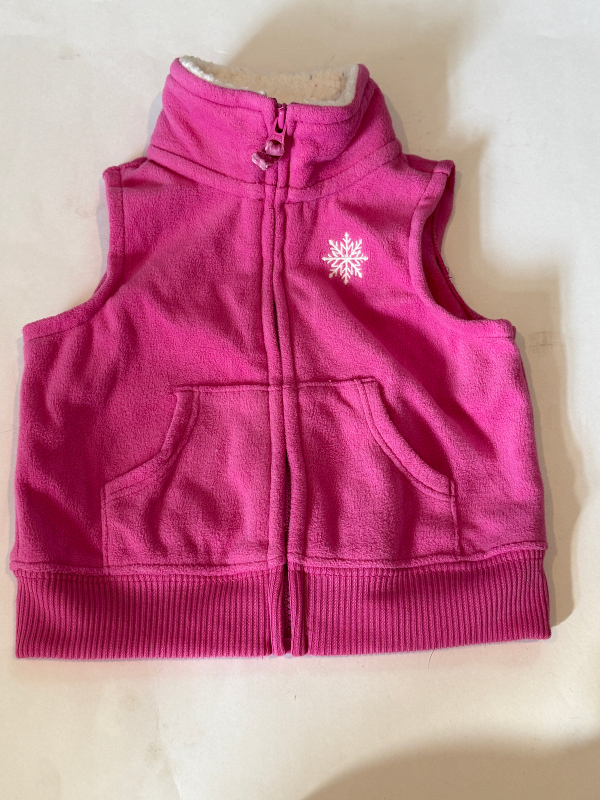 #170 Carters pink fleece vest with snow flake girls 3 months