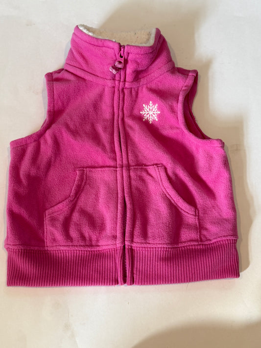 #170 Carters pink fleece vest with snow flake girls 3 months