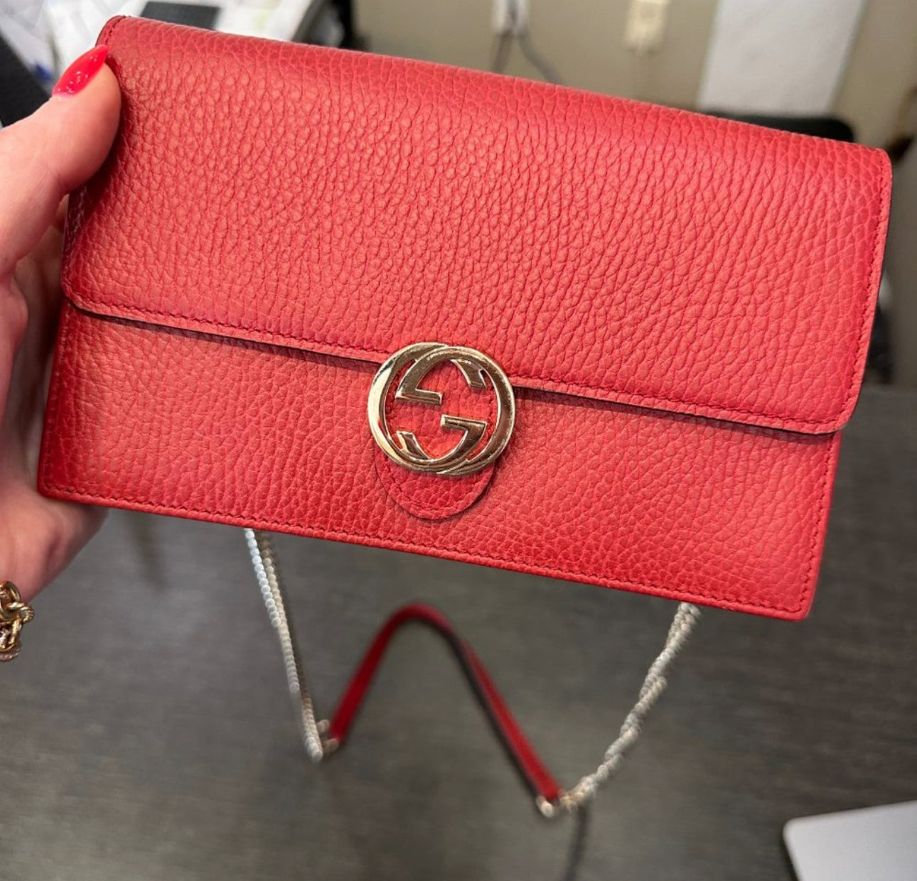 Red Gucci Wallet on Chain