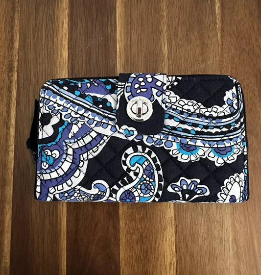 #111 VERA BRADLEY Iconic RFID Turnlock Zip Around Wallet - Deep Night Paisley - NWT