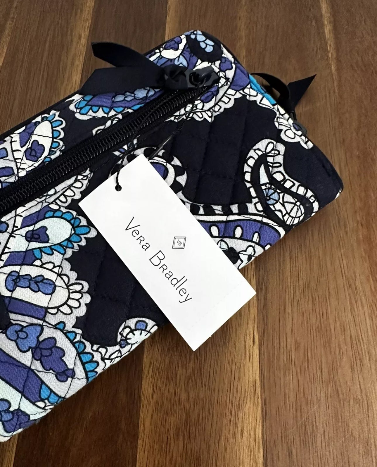 #111 VERA BRADLEY Iconic RFID Turnlock Zip Around Wallet - Deep Night Paisley - NWT