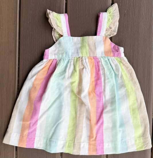 #28 REDUCED Baby Gap Girls Pastel Stripe Dress Size 18-24 m