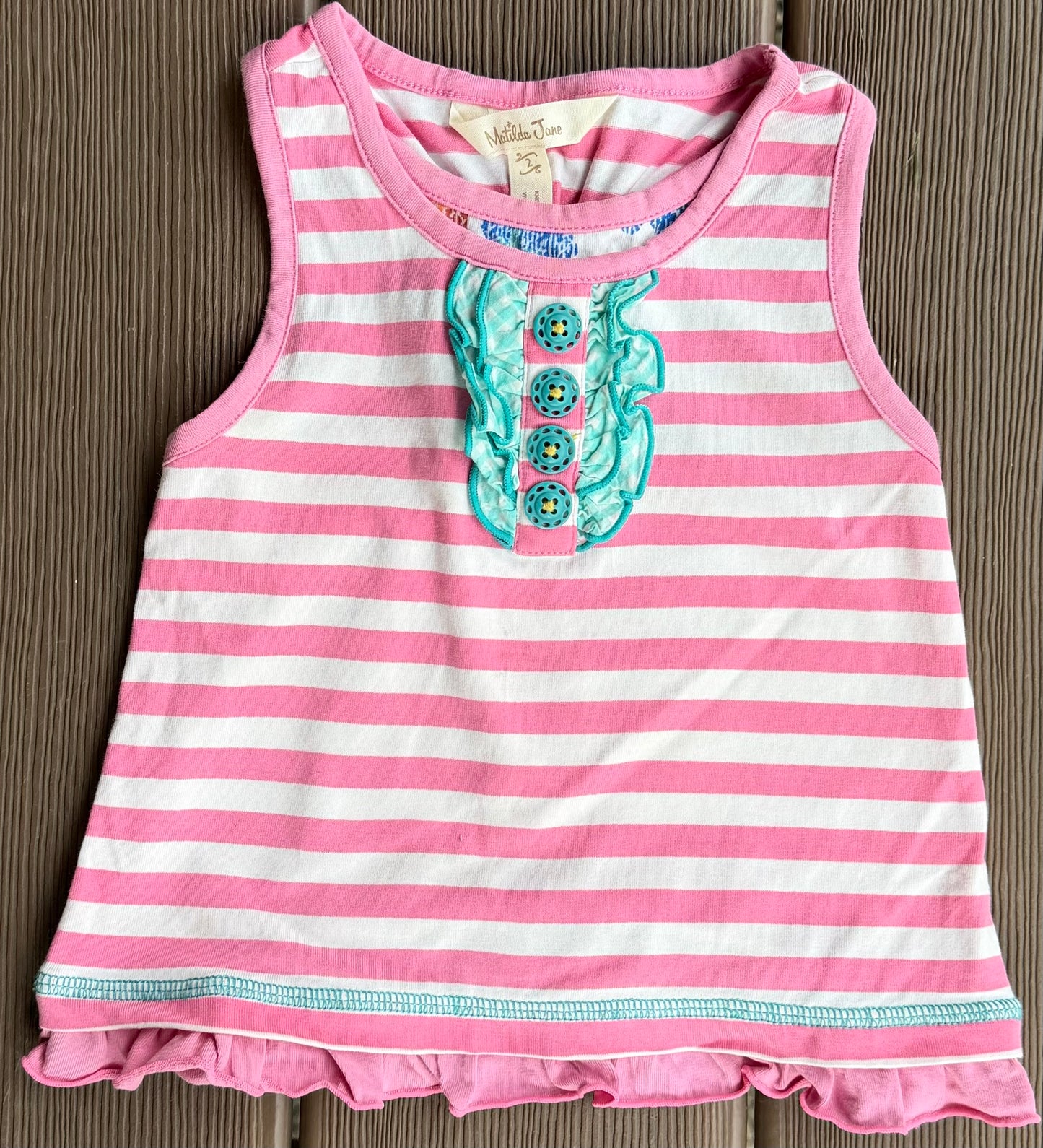 #28 Matilda Jane Girls Pink Stipe Tank Size 2
