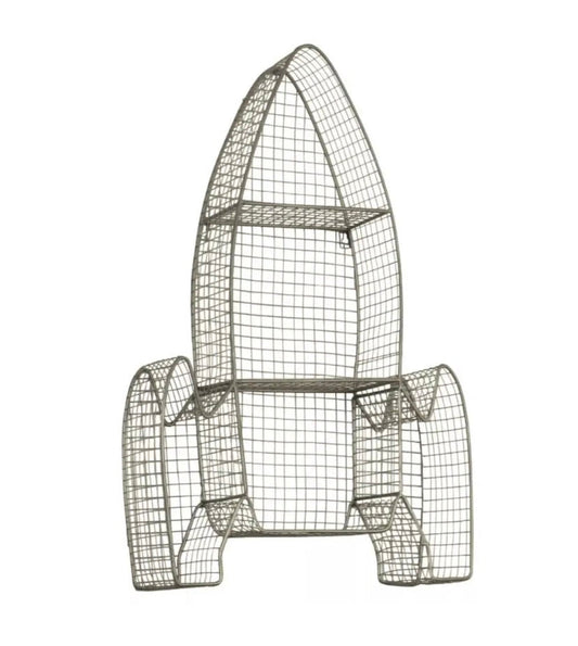 #33 Gray Metal Rocket Ship Wall Shelf