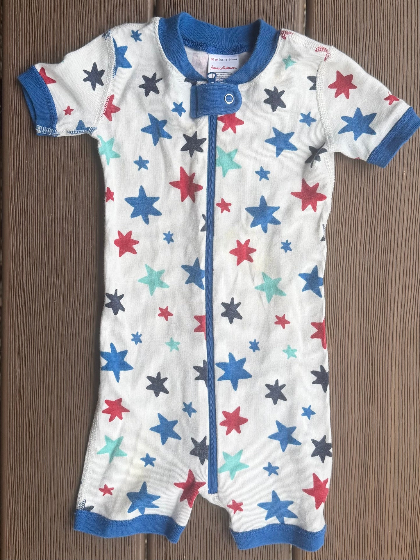#28 Hanna Anderson Kids RWB Star Jammies, Size 3-6 m