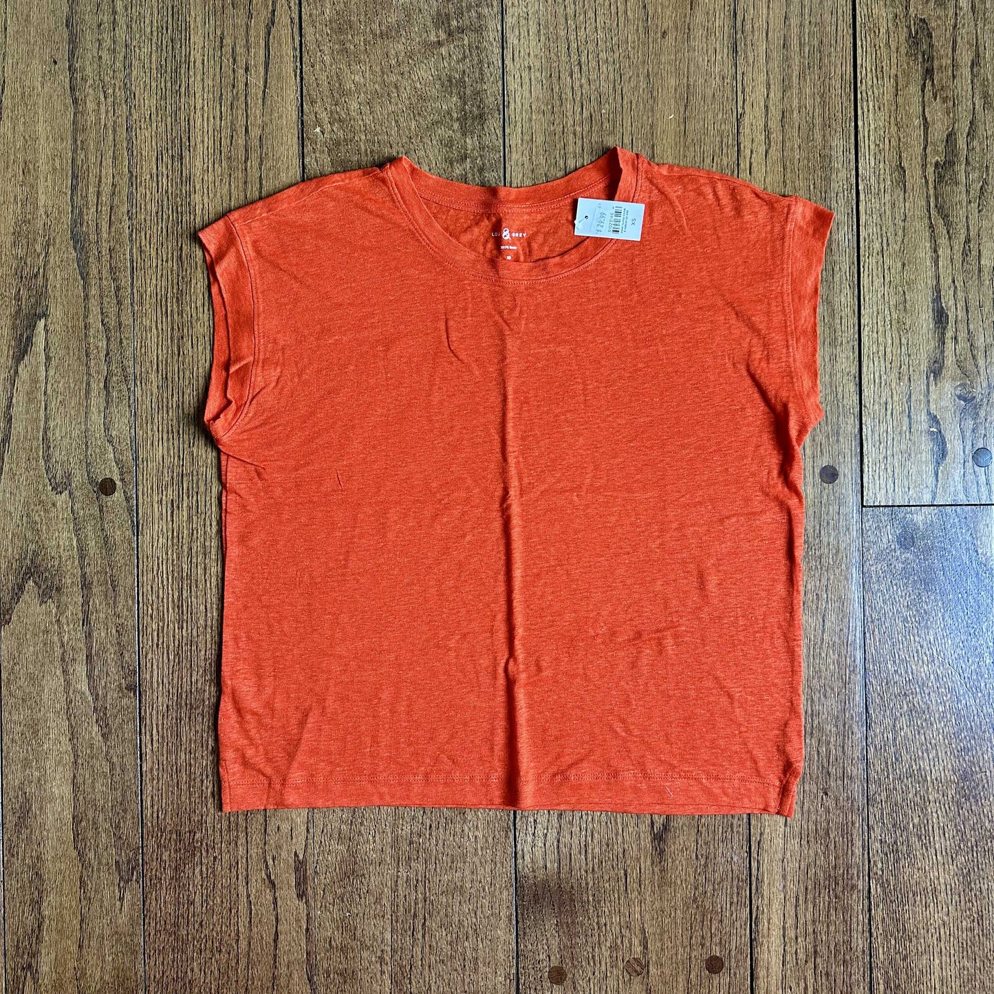 #95 NWT Women's Loft Lou & Gray Orange Short Sleeve Linen T shirt, size XS