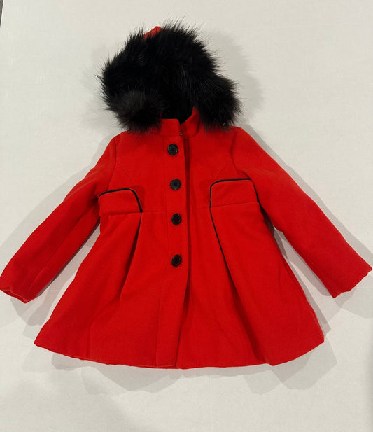 #160 Girls 4T Cat and Jack red faux fur lined jacket / coat