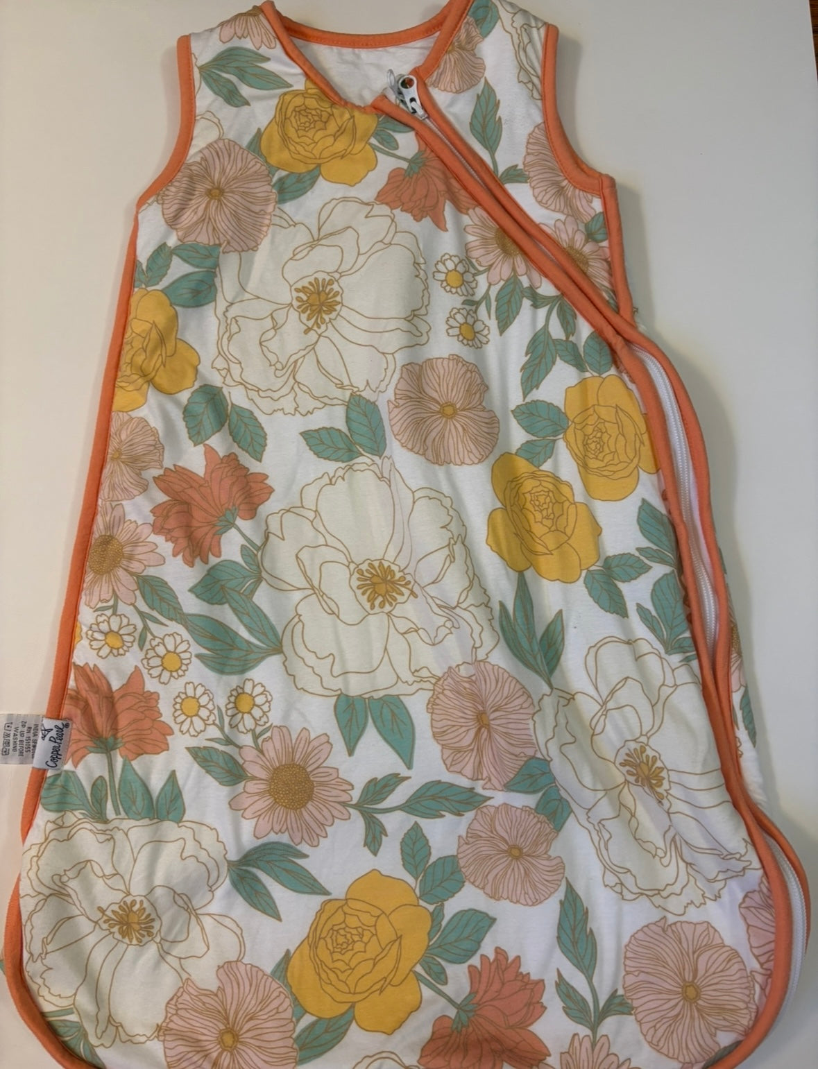 Seller 186 - Copper Pearl Orange Floral Sleep Sack - 0-6 Months - VGUC