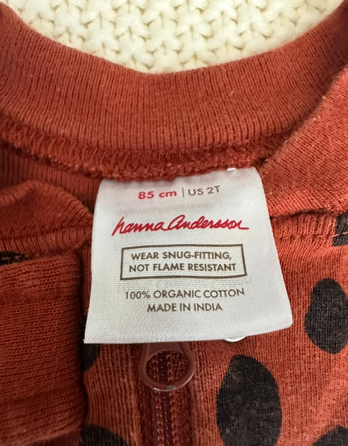#93 Hanna Andersson Brown Black Spot Sleeper Pajamas Girls 2T