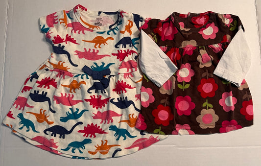 3mo dresses - dino and floral