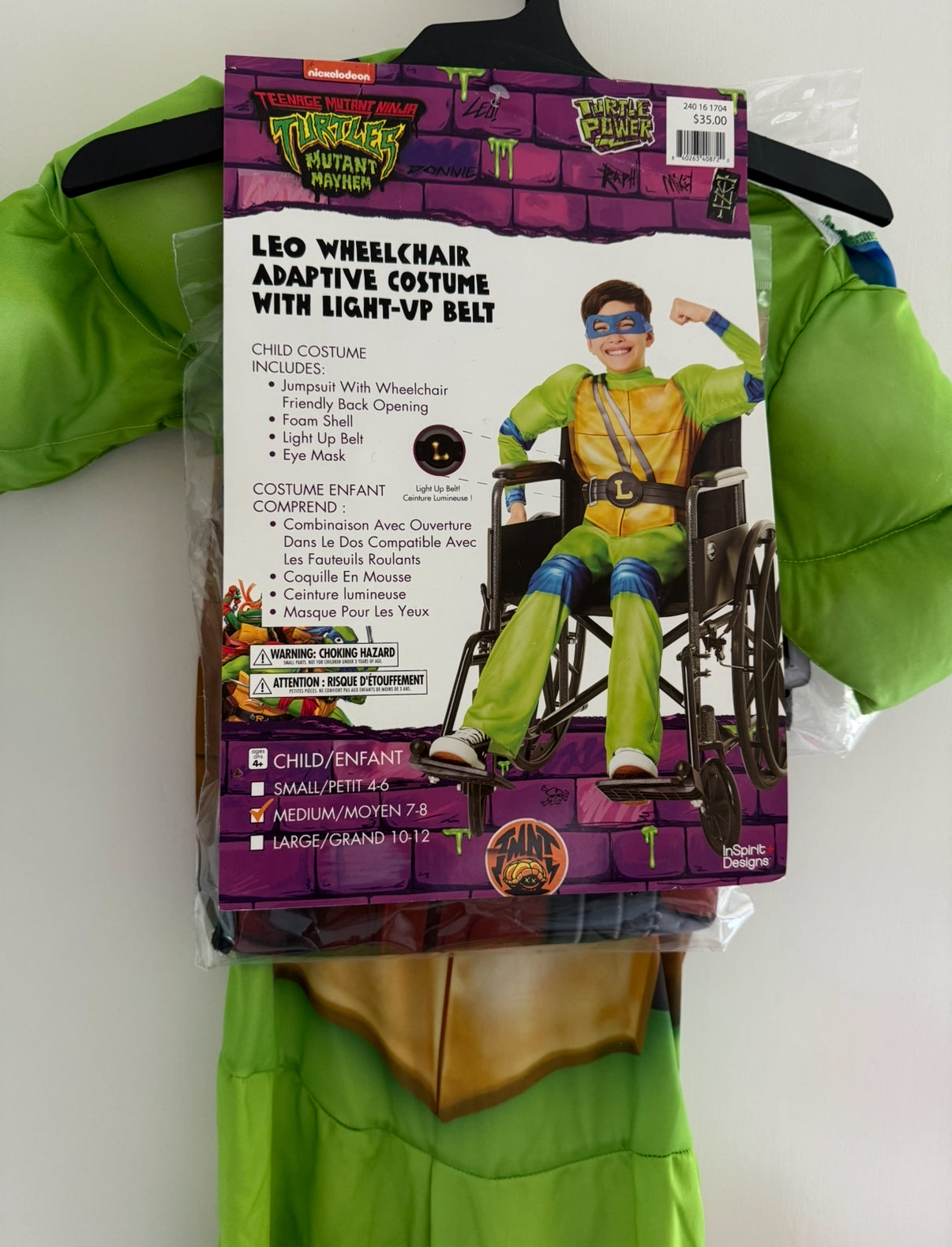 Ninja Turtles Adaptive Costume Size Child Medium (7-8) NWT