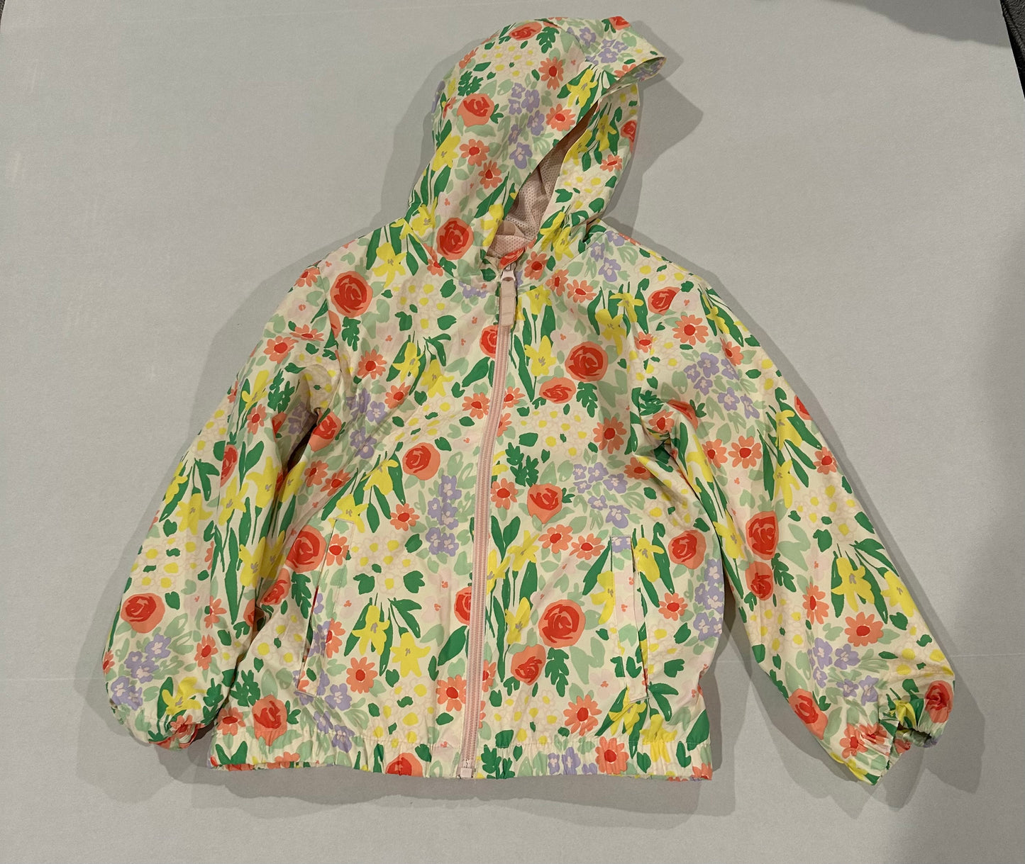 #160 Girls 5T Cat and Jack floral rain jacket