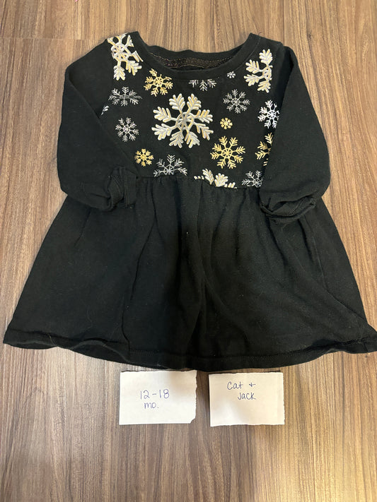 #98B - 12-18 Mo - Cat & Jack - Black dress w/Snowflakes - PU 45236 (near Kenwood) Except Semiannual Sale