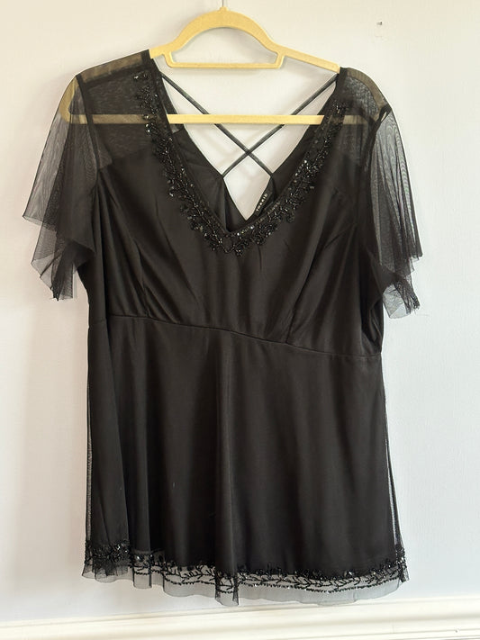 #48 Torrid Black dressy top sz 1 (12-14)
